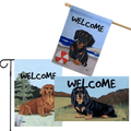 Dachshund 3 Piece Bundle - House Flag, Garden Flag, & Welcome Mat