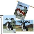 English Toy Spaniel 3 Piece Bundle - House Flag, Garden Flag, & Welcome Mat