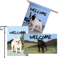 French Bulldog 3 Piece Bundle - House Flag, Garden Flag, & Welcome Mat