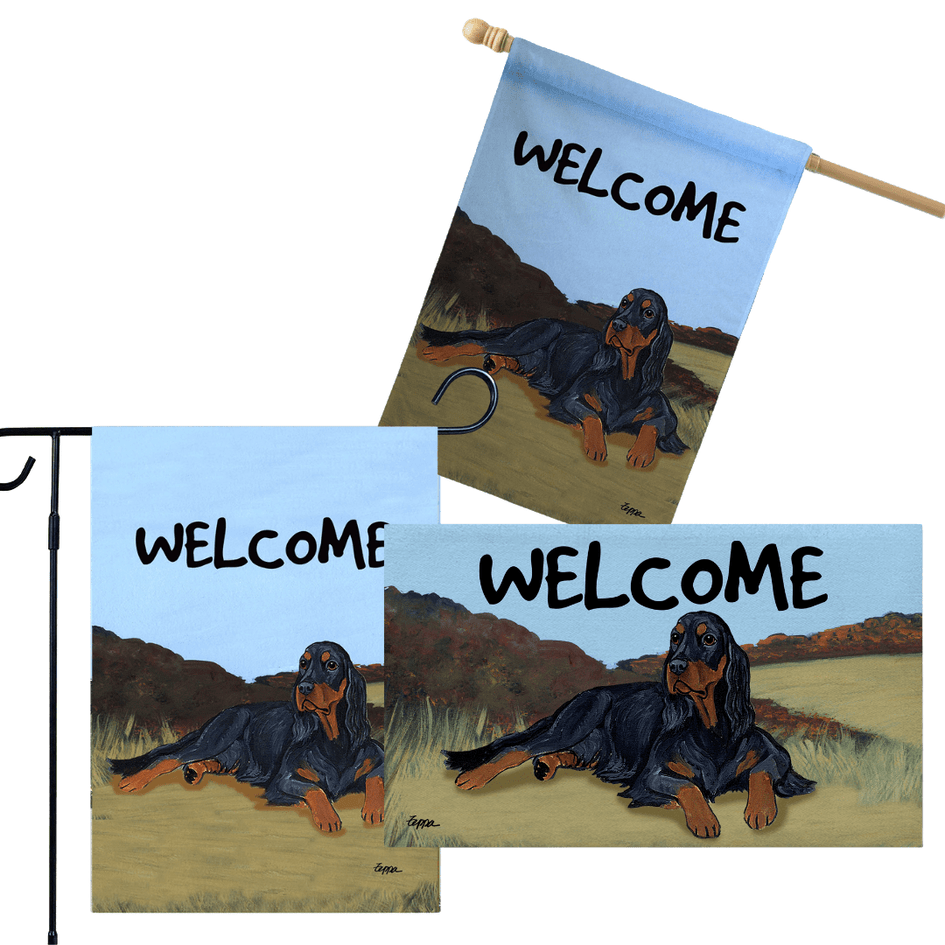 Gordon Setter 3 Piece Bundle - House Flag, Garden Flag, & Welcome Mat