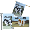 Japanese Chin 3 Piece Bundle - House Flag, Garden Flag, & Welcome Mat