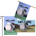 Keeshond 3 Piece Bundle - House Flag, Garden Flag, & Welcome Mat
