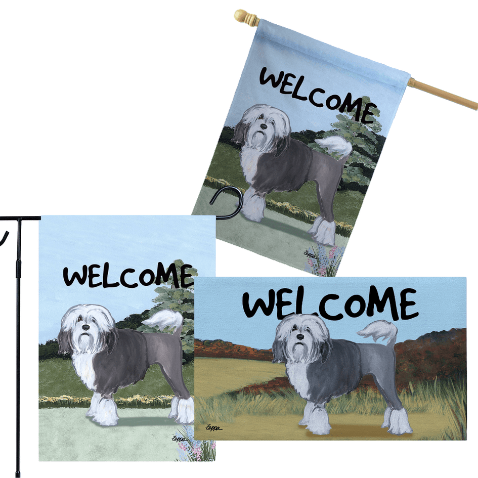 Lowchen 3 Piece Bundle - House Flag, Garden Flag, & Welcome Mat