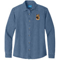 German Shepherd Dog Embroidered Women's Denim Shirt