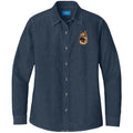 German Shepherd Dog Embroidered Women's Denim Shirt