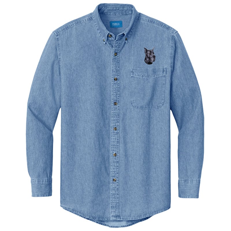 Great Dane Embroidered Men's Denim Shirt