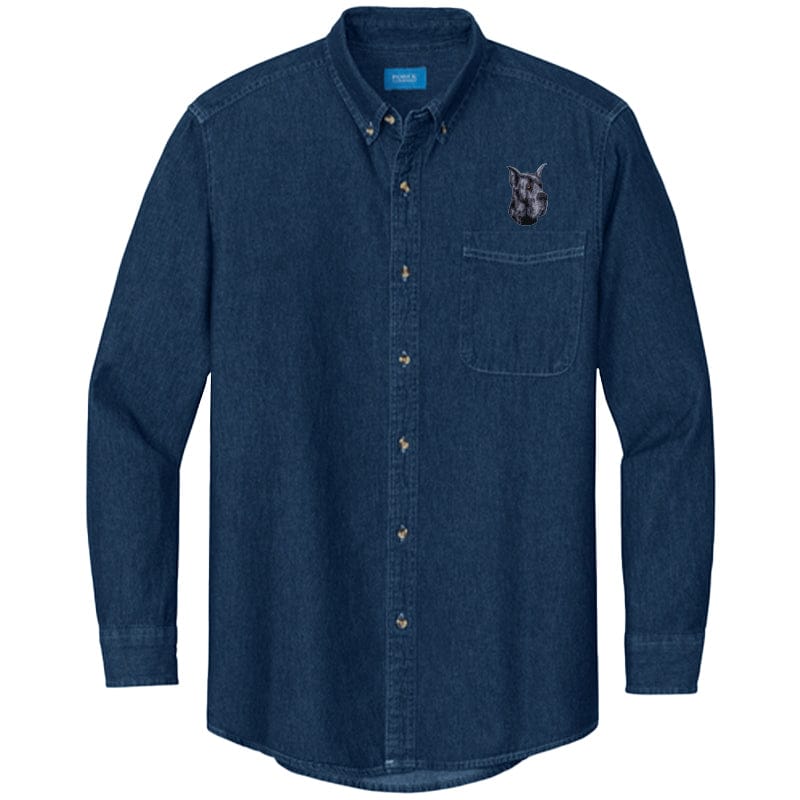 Great Dane Embroidered Men's Denim Shirt