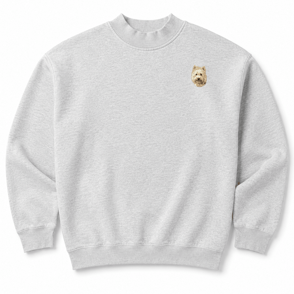 Cairn Terrier Embroidered Mock Neck Sweatshirt