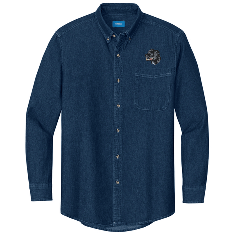 Staffordshire Bull Terrier Embroidered Men's Denim Shirt