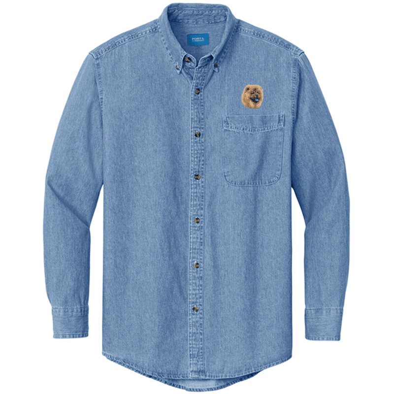 Chow Chow Embroidered Men's Denim Shirt