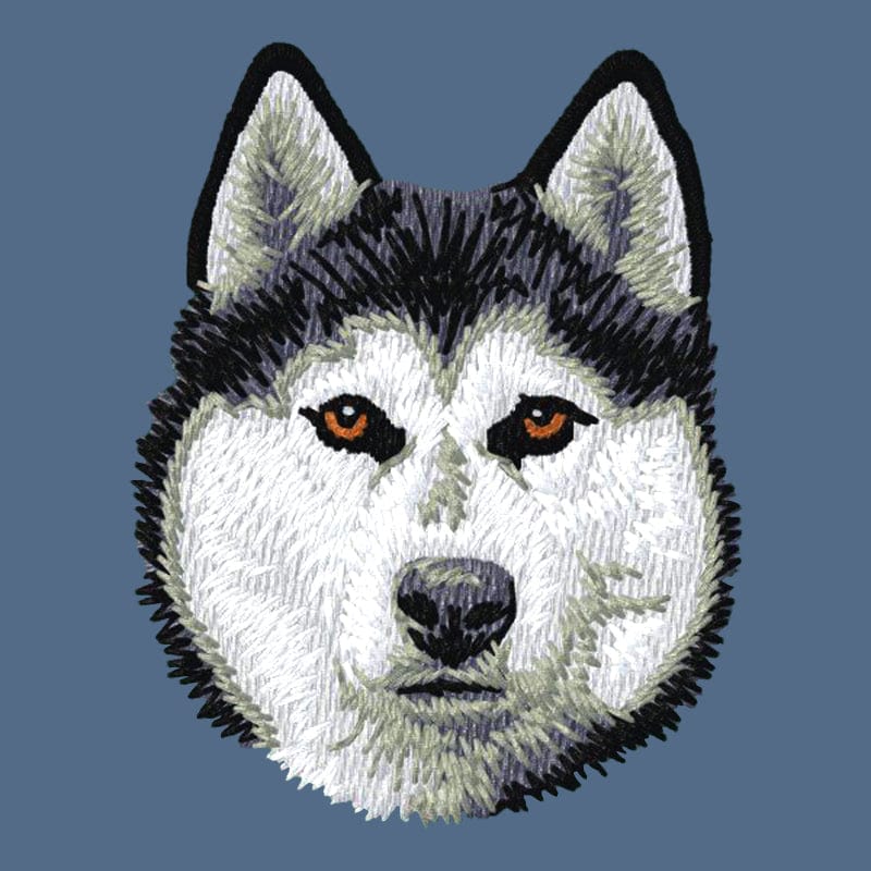 Siberian Husky Embroidered Women's Denim Shirt