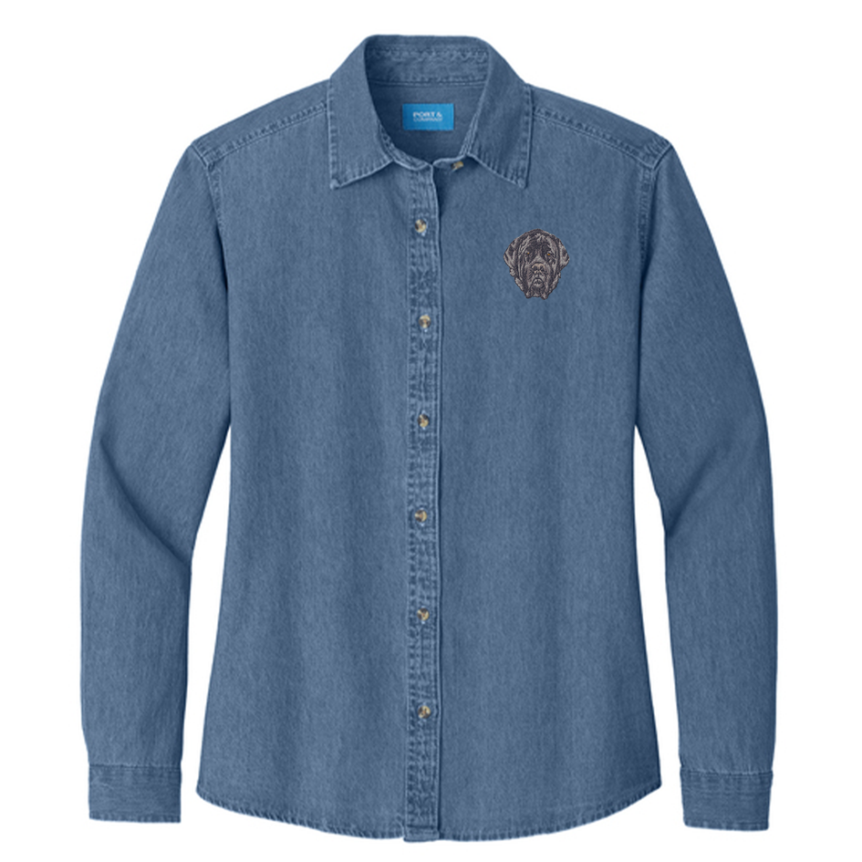Mastiff Embroidered Women's Denim Shirt