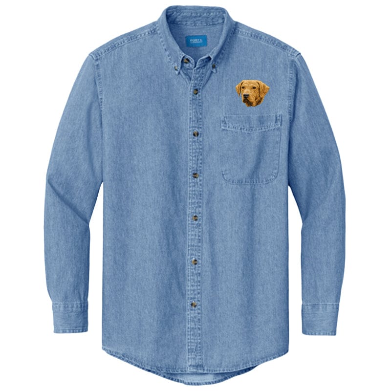 Chesapeake Bay Retriever Embroidered Men's Denim Shirt