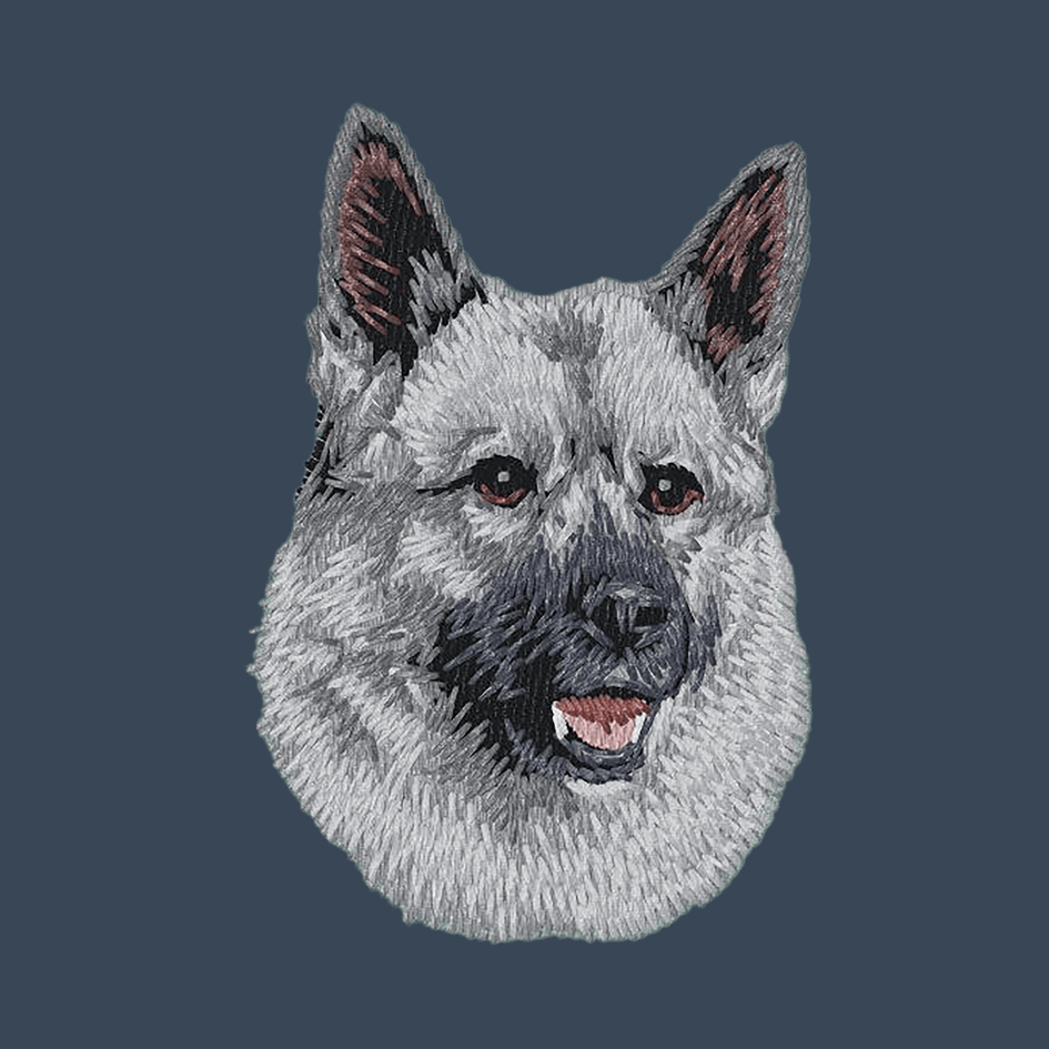 Norwegian Elkhound Embroidered Women's Denim Shirt