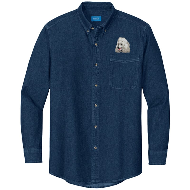Poodle Embroidered Men's Denim Shirt