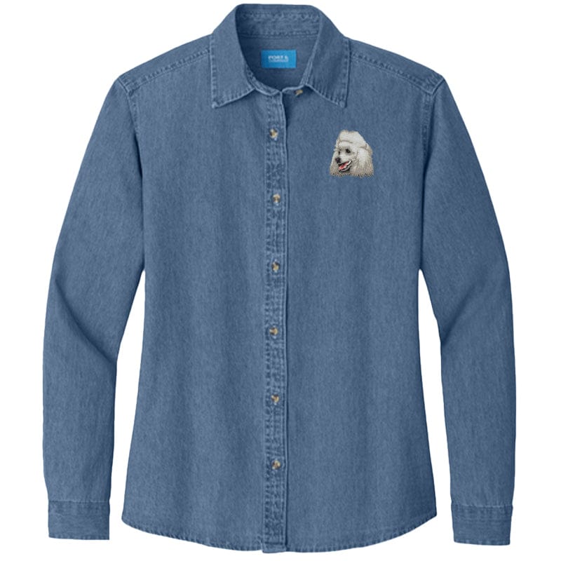 Poodle Embroidered Women's Denim Shirt