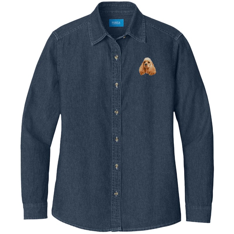 Cocker Spaniel Embroidered Women's Denim Shirt