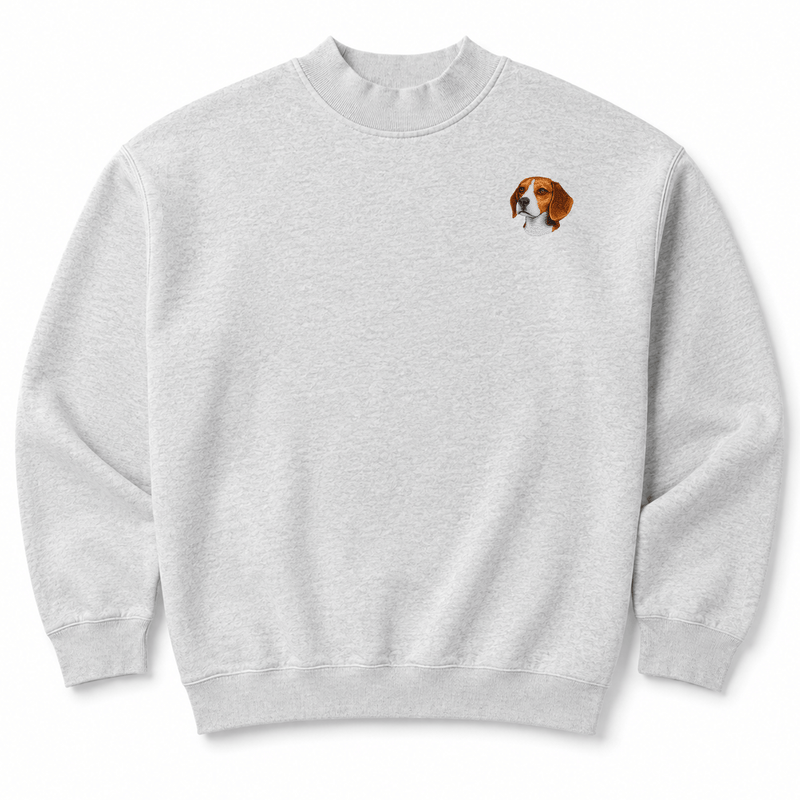 Beagle Embroidered Mock Neck Sweatshirt