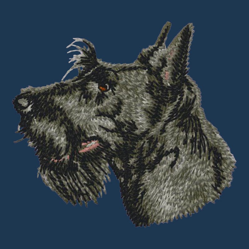 Scottish Terrier Embroidered Men's Denim Shirt