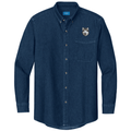 Alaskan Malamute Embroidered Men's Denim Shirt