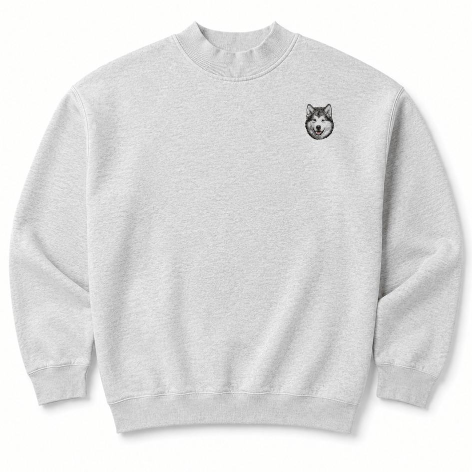 Alaskan Malamute Embroidered Mock Neck Sweatshirt