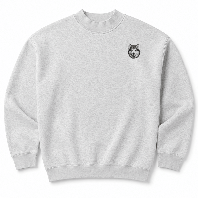 Alaskan Malamute Embroidered Mock Neck Sweatshirt