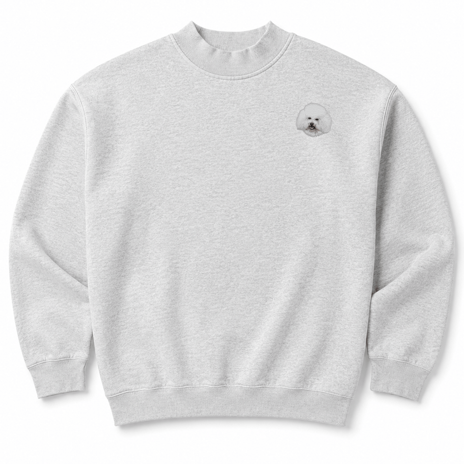 Bichon Frise Embroidered Mock Neck Sweatshirt