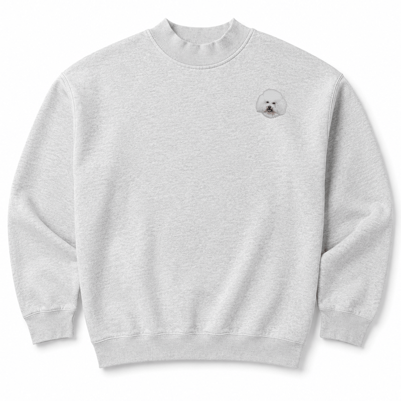 Bichon Frise Embroidered Mock Neck Sweatshirt