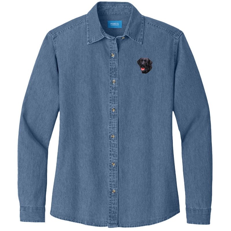 Labrador Retriever Embroidered Women's Denim Shirt