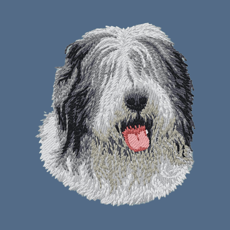 Old English Sheepdog Embroidered Women's Denim Shirt
