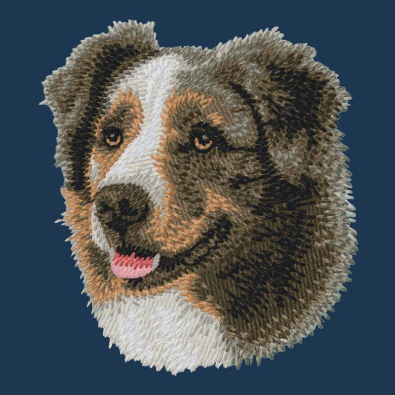 Australian Shepherd Embroidered Men's Denim Shirt