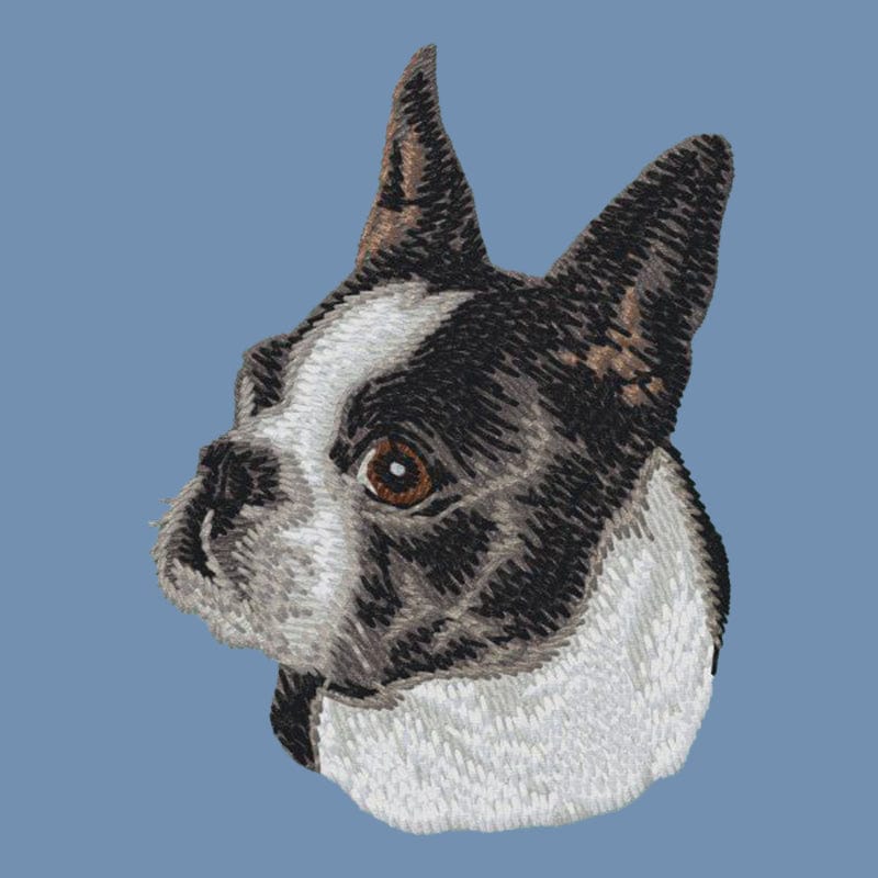 Boston Terrier Embroidered Men's Denim Shirt