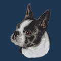 Boston Terrier Embroidered Men's Denim Shirt