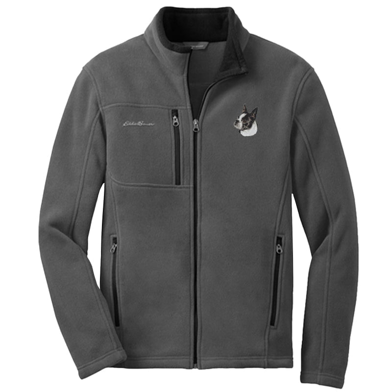 Boston Terrier Embroidered Men's Fleece Jacket
