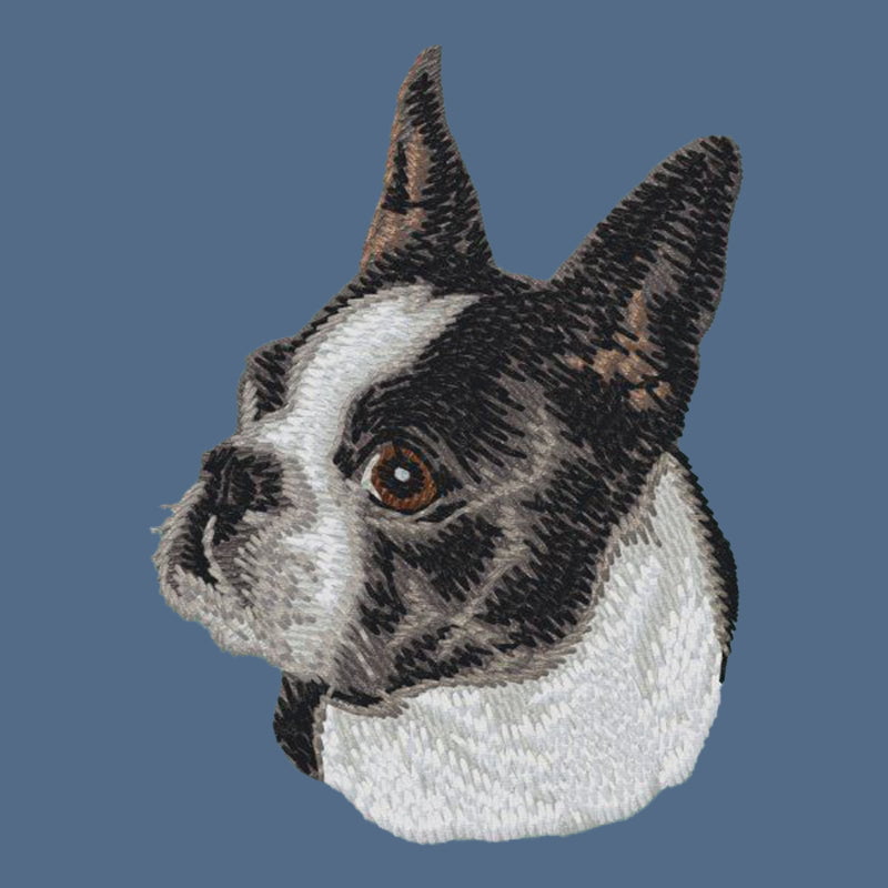 Boston Terrier Embroidered Women's Denim Shirt