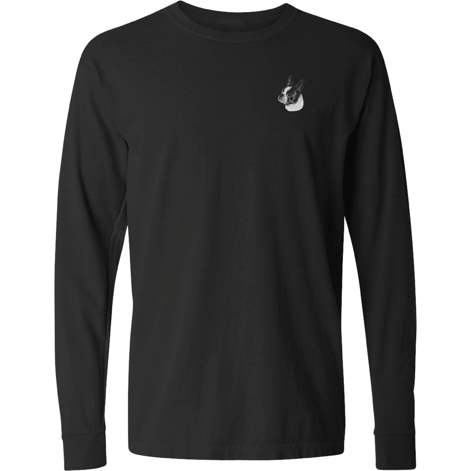 Boston Terrier Embroidered Classic Long Sleeve Shirt