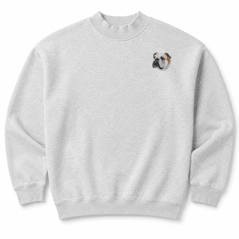 Bulldog Embroidered Mock Neck Sweatshirt