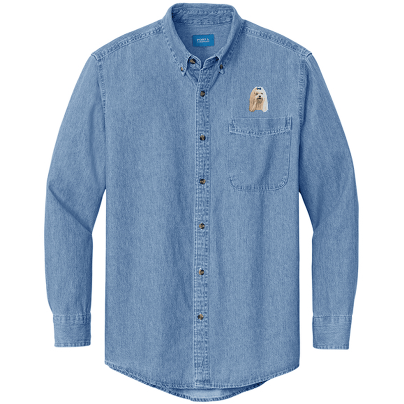 Maltese Embroidered Men's Denim Shirt