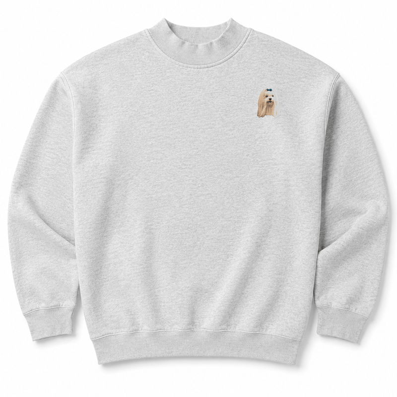 Maltese Embroidered Mock Neck Sweatshirt