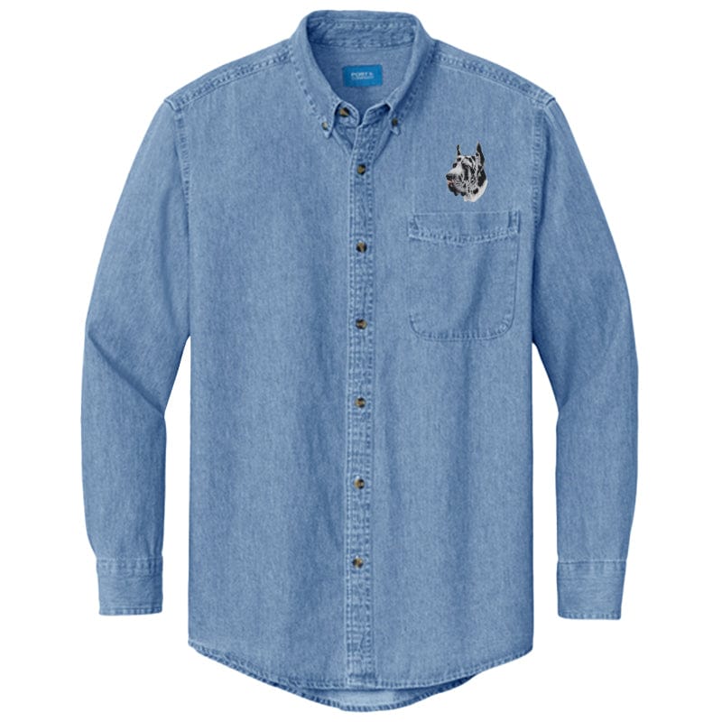 Great Dane Embroidered Men's Denim Shirt