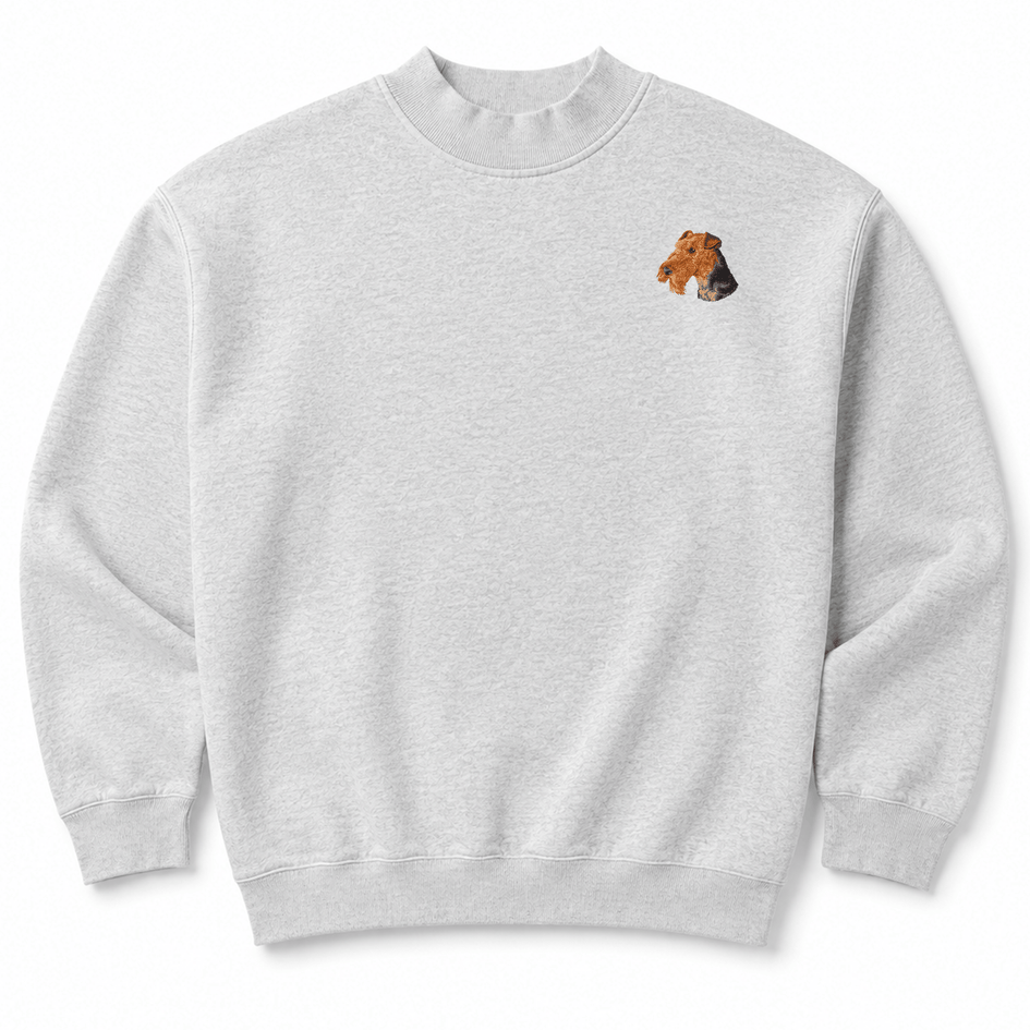 Airedale Terrier Embroidered Mock Neck Sweatshirt