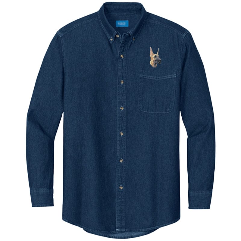 Great Dane Embroidered Men's Denim Shirt