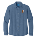 Irish Red and White Setter Embroidered Women's Denim Shirt