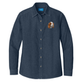Irish Red and White Setter Embroidered Women's Denim Shirt