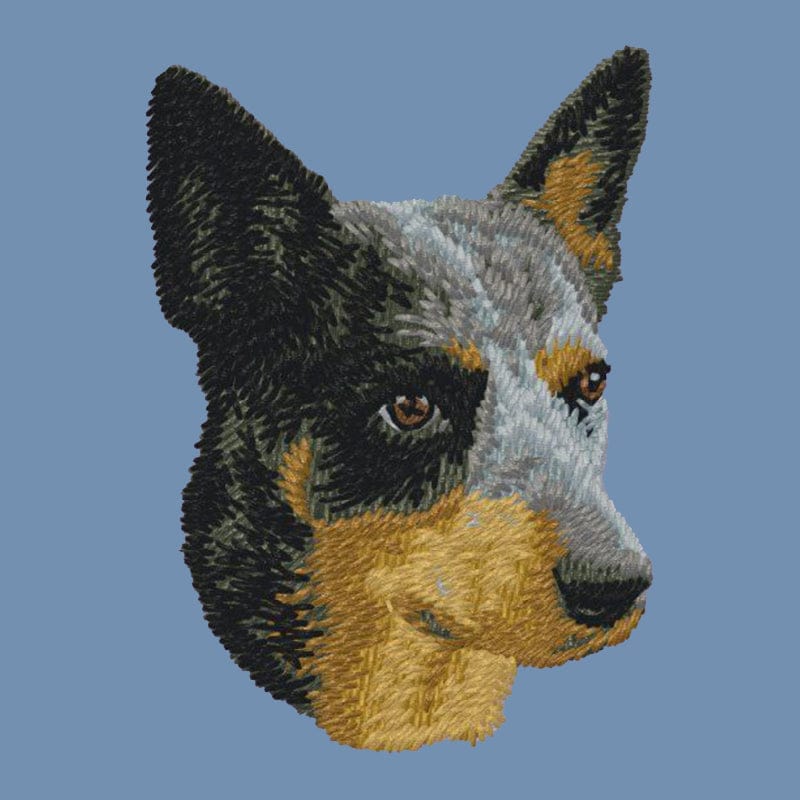 Australian Cattle Dog Embroidered Men's Denim Shirt