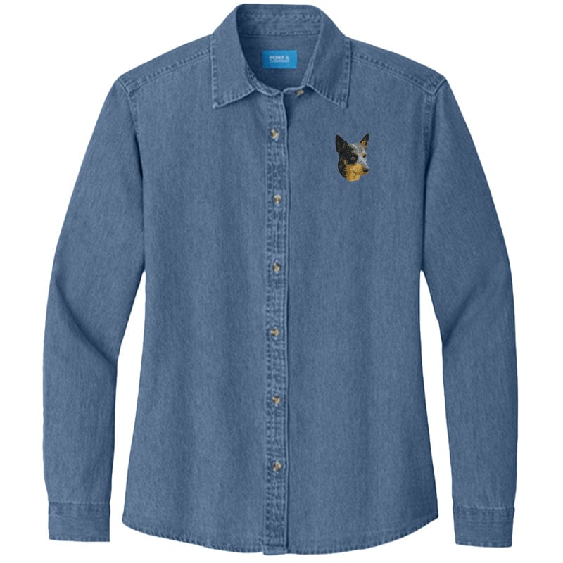 Australian Cattle Dog Embroidered Women's Denim Shirt