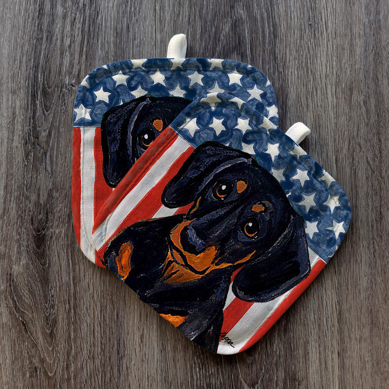 Dachshund  Americana Pot Holder Set