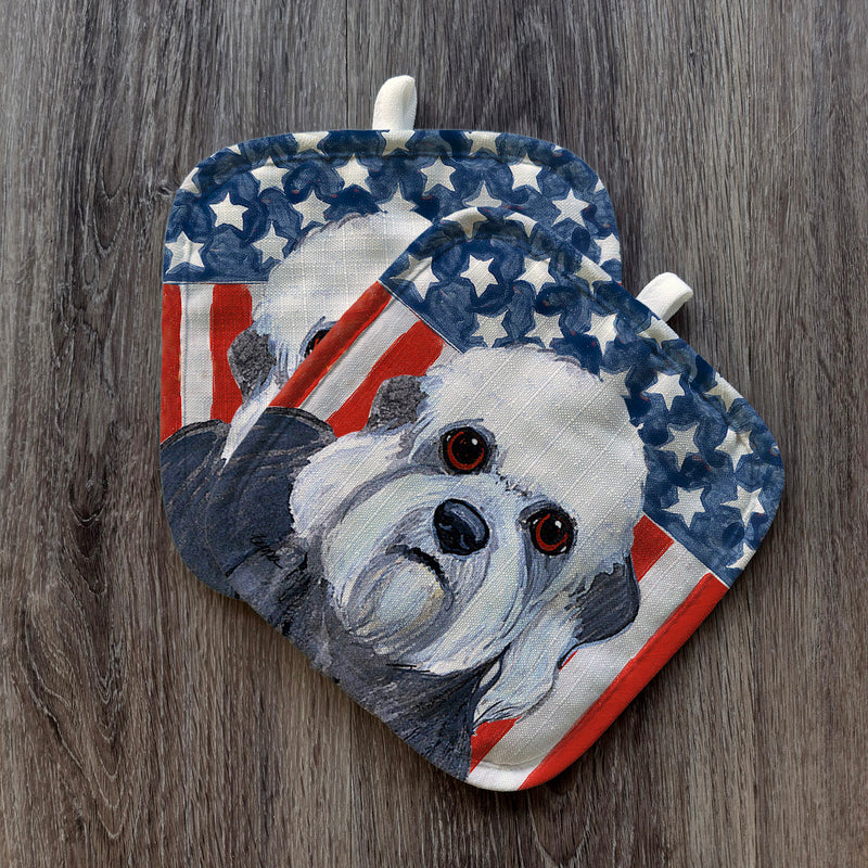 Dandie Dinmont Terrier  Americana Pot Holder Set