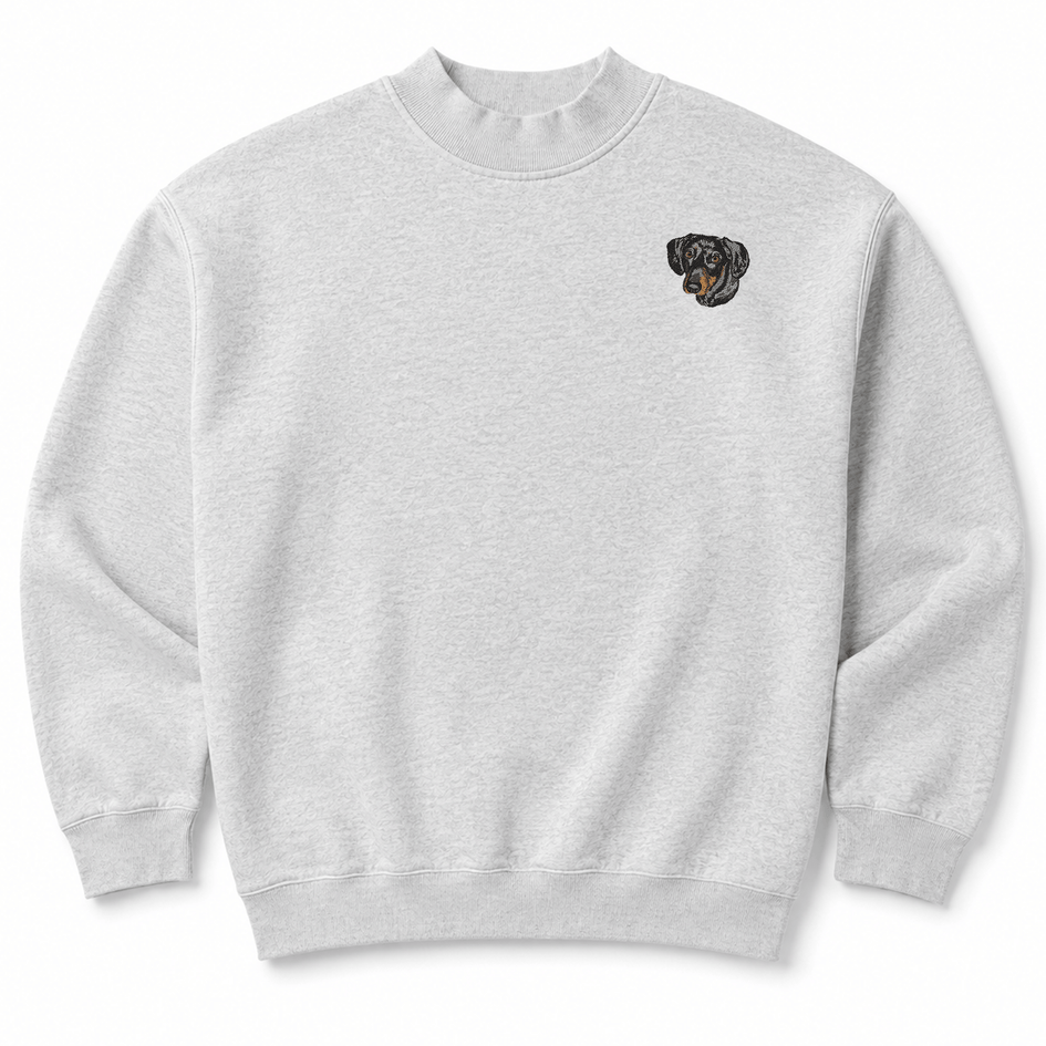 Dachshund Embroidered Mock Neck Sweatshirt