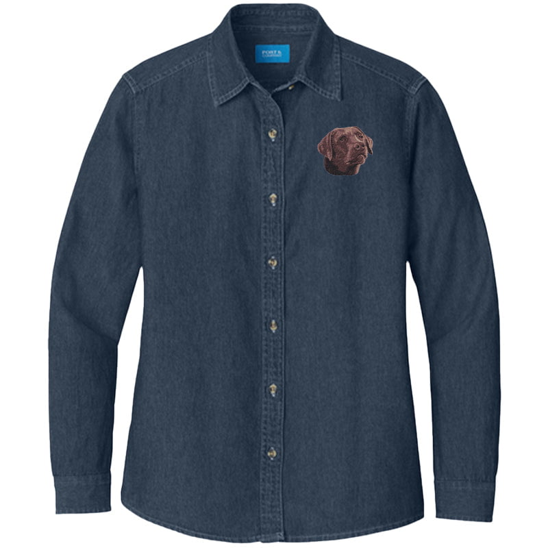 Labrador Retriever Embroidered Women's Denim Shirt